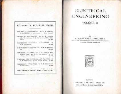 Electrical engineering vol. II - W. Tolmé - copertina