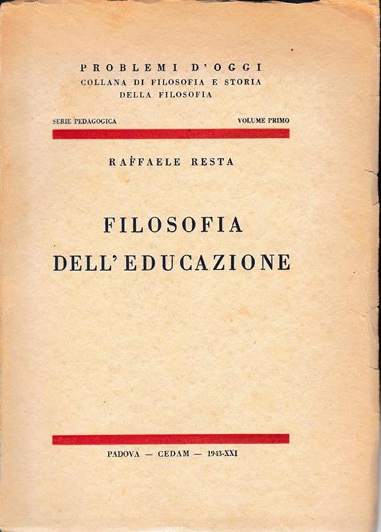 Filosofia dell'educazione - Raffaele Resta - copertina