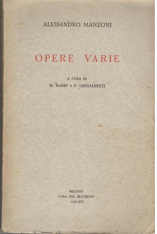 Opere varie - copertina