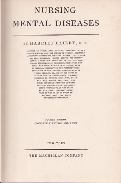 Nursing Mental Diseases - H. C. Bailey - copertina