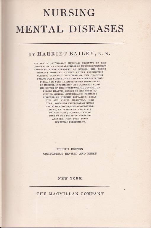 Nursing Mental Diseases - H. C. Bailey - copertina