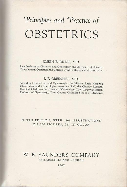 Principles and practice of obstetrics - copertina