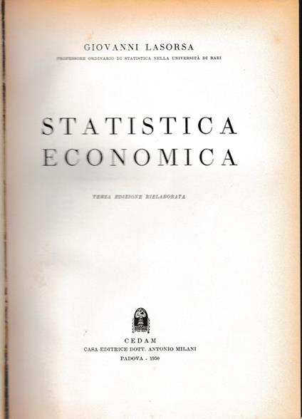 Statistica economica - Giovanni Lasorsa - copertina