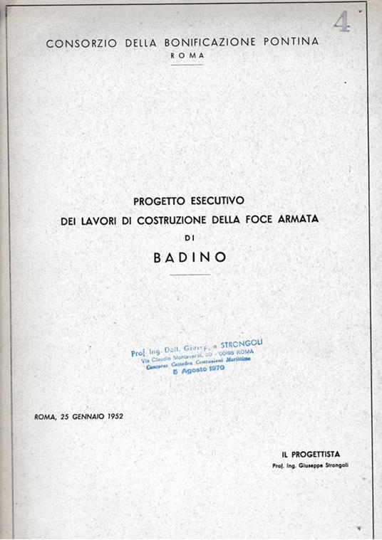 Progetto esecutivo dei lavori di costruzione della foce armata di Badino - copertina