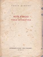 Note e saggi di varia letteratura