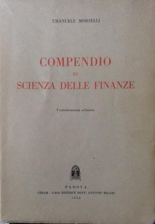 Compendio di scienza delle finanze - Emanuele Morselli - copertina