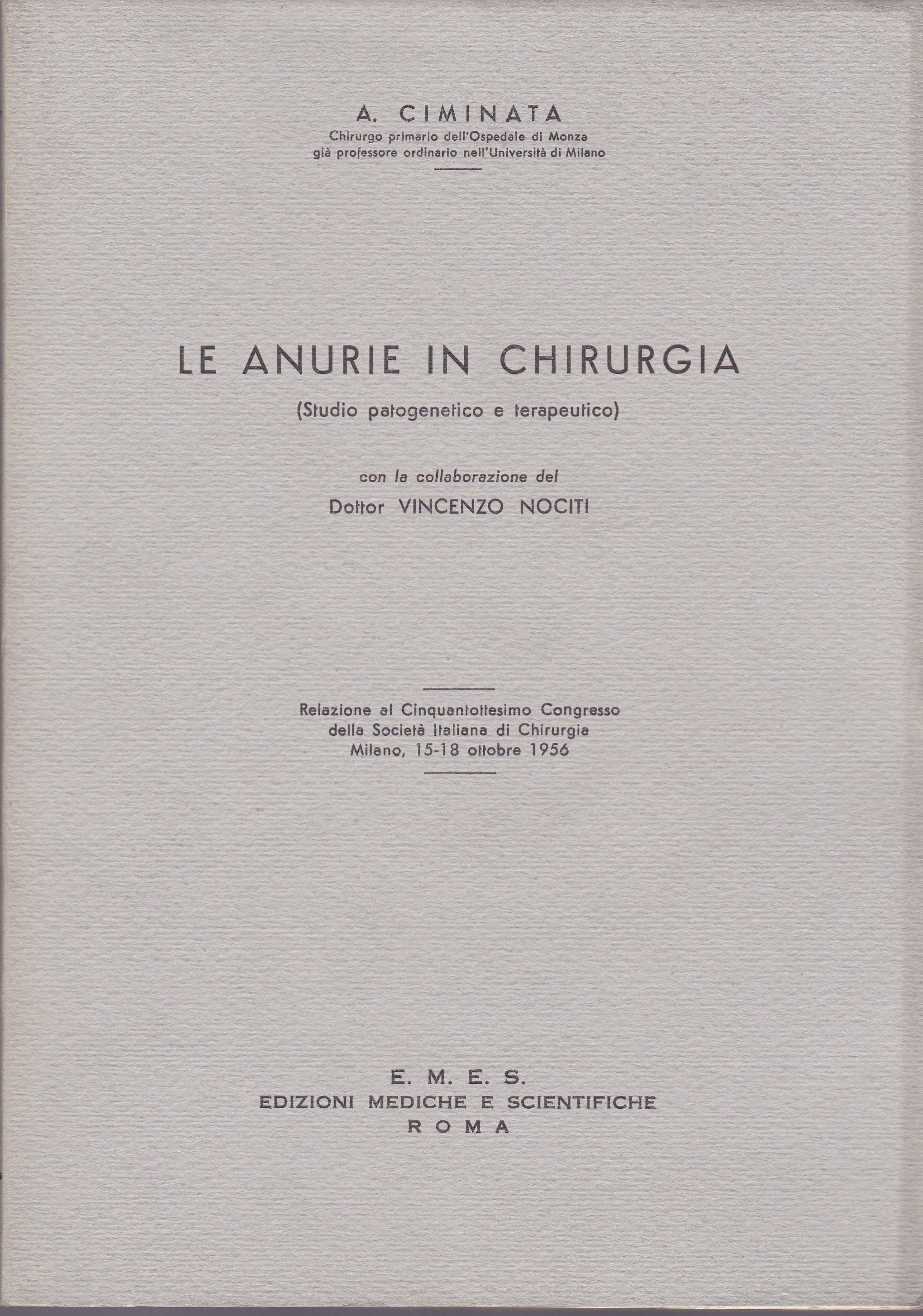 anurie in chirurgia (Studio patogenetico e terapeutico)