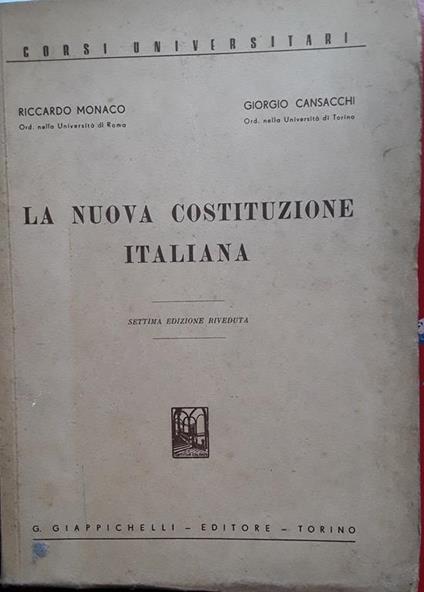 nuova costituzione italiana - R. Monaco - copertina