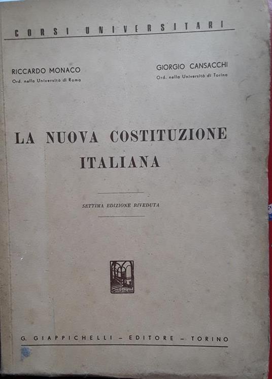 nuova costituzione italiana - R. Monaco - copertina