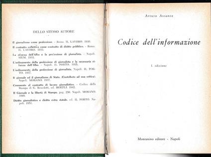 Codice dell'informazione - Arturo Assante - copertina