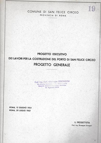 Progetto esecutivo dei lavori per la costruzione del porto di San Felice Circeo. Progetto generale - copertina