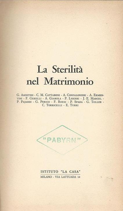 sterilità nel matrimonio - copertina