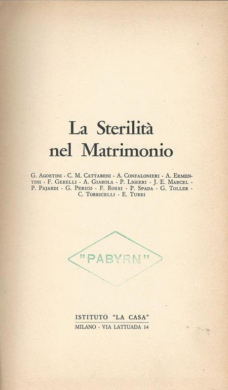 sterilità nel matrimonio - copertina