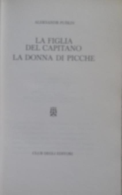 Figlia del Capitano - La donna di Picche - Aleksandr Puskin - copertina