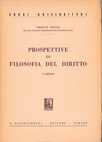 Prospettive di filosofia del diritto - Sergio Cotta - copertina