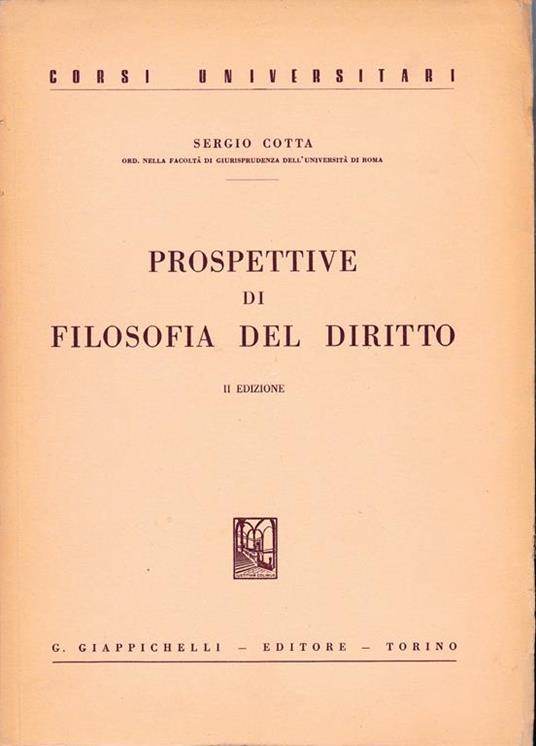 Prospettive di filosofia del diritto - Sergio Cotta - copertina