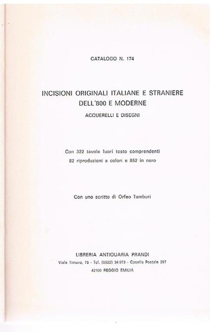 Incisioni originali italiane e straniere dell'800 e moderne. catalogo n.174 - copertina
