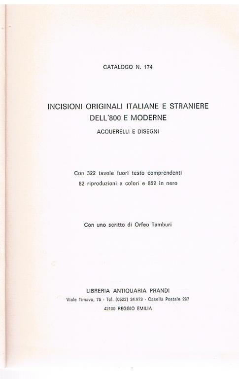 Incisioni originali italiane e straniere dell'800 e moderne. catalogo n.174 - copertina