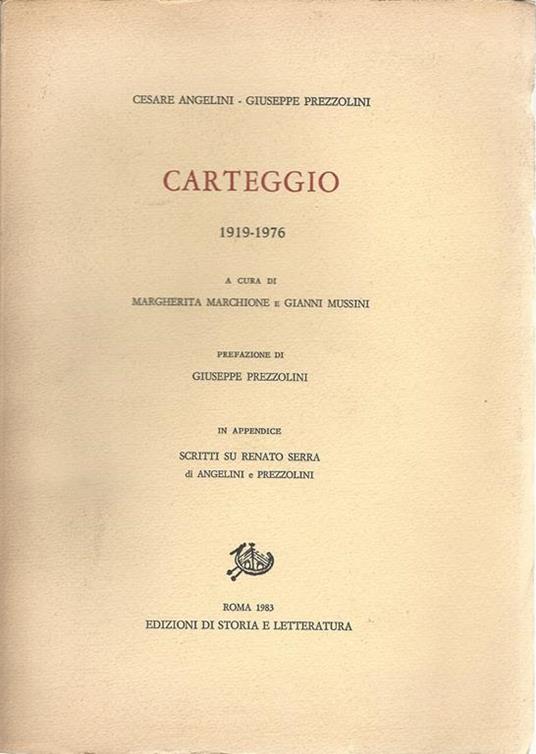 Carteggio 1919-1976 - Cesare Angelini - copertina