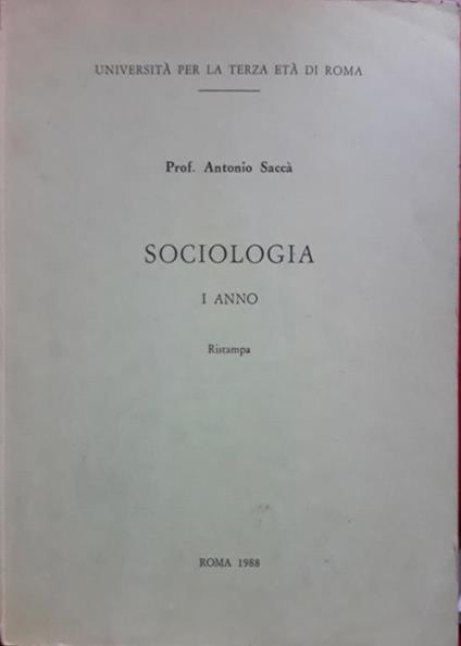 Sociologia. I anno - Antonio Saccà - copertina