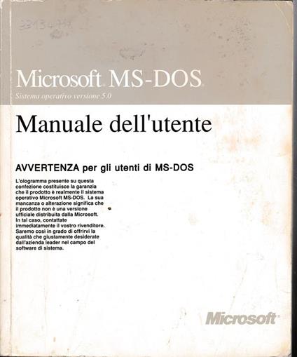 Microsoft MS-DOS. Manuale dell'utente per il sistema operativo MS-DOS. Versione 5.0 - copertina