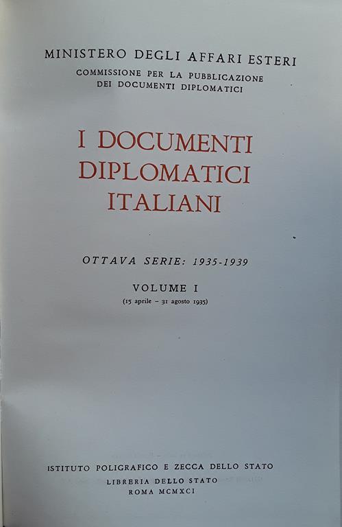 documenti diplomatici italiani. Volume I - copertina