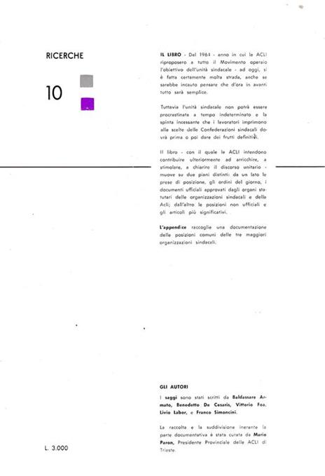 Idee e documenti per l'unità sindacale - B. De Cesaris - 2