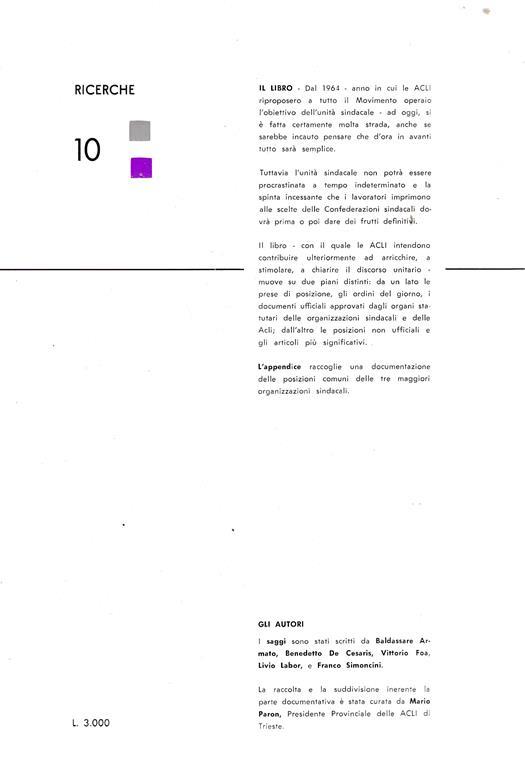 Idee e documenti per l'unità sindacale - B. De Cesaris - 2