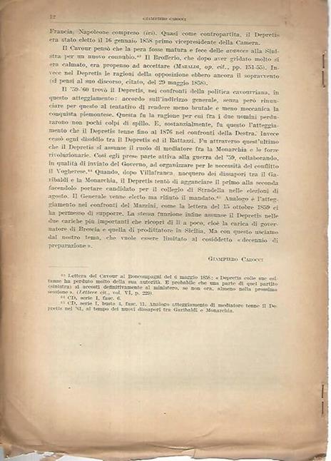 Estratto da Belfagor,fascicolo 1 1952. La politica di Agostino Depretis durante il decennio di preparazione - 2