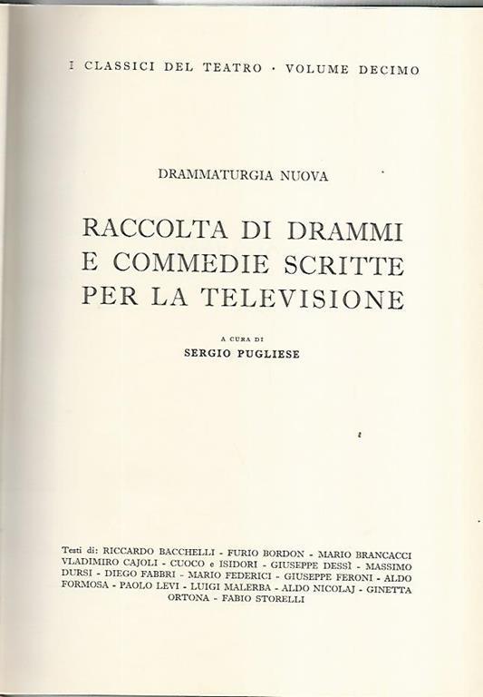Raccolta di drammi e commedie scritte per la televisione - Sergio Pugliese - copertina