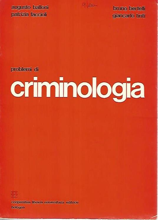 Problemi di criminologia - A. Balloni - copertina