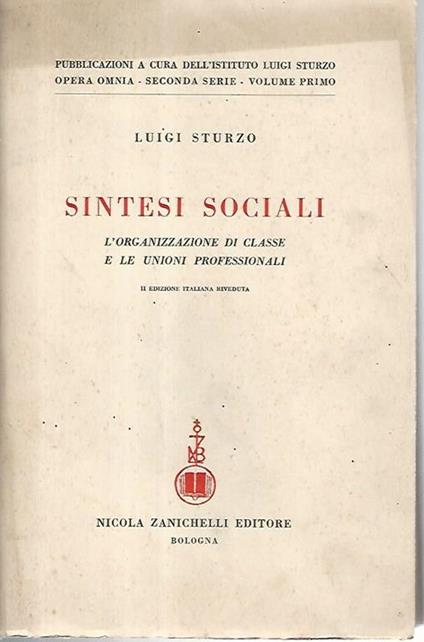 Sintesi sociali - Luigi Sturzo - copertina