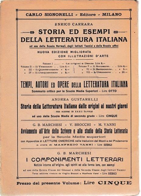 Storia ed esempi della letteratura italiana. Il Settecento vol. VI° - Enrico Carrara - 2
