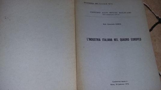 L' industria italiana nel quadro europeo - Emanuele Dubini - copertina
