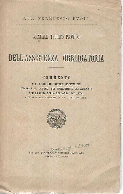 Manuale teorico pratico dell'assistenza obbligatoria - Francesco Evoli - copertina