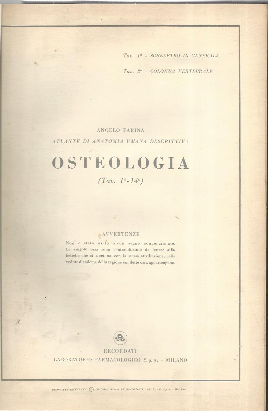 Atlante di anatomia umana descrittiva. Volumi I-II. Osteologia - Angiologia