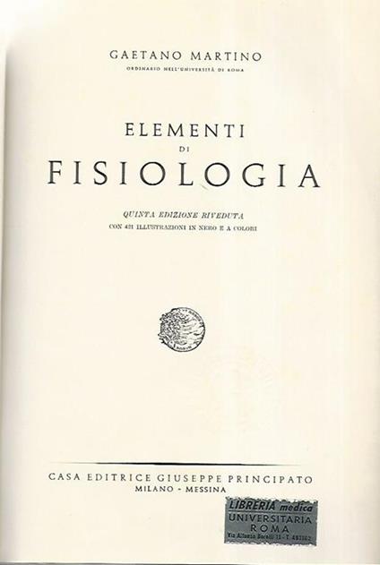 Elementi di fisiologia - Gaetano Martino - copertina