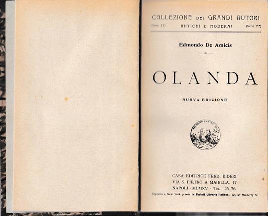 Olanda - Edmondo De Amicis - copertina
