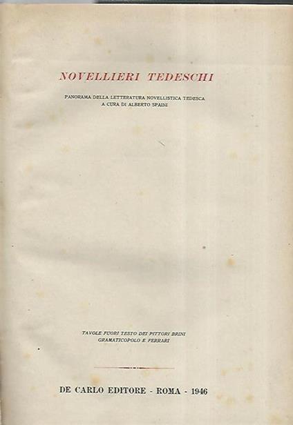 Novellieri tedeschi - Alberto Spaini - copertina