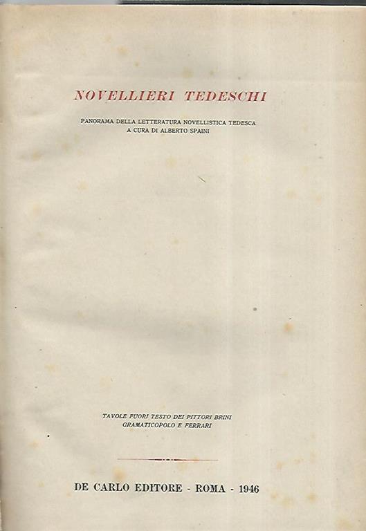 Novellieri tedeschi - Alberto Spaini - copertina