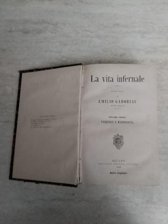 La vita infernale volume primo - Émile Gaboriau - copertina