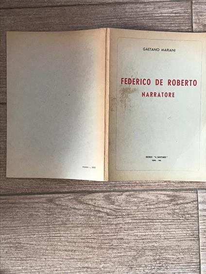 Federico De Roberto Narratore - Gaetano Mariani - copertina