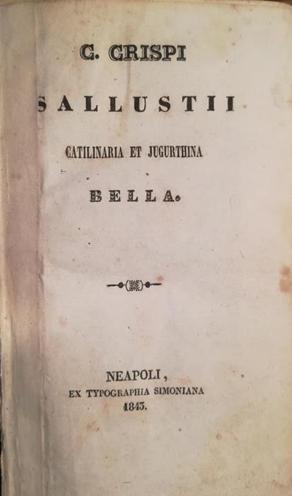 C. Crispi Sallustii Catilinaria et Jugurthina Bella - C. Crispo Sallustio - copertina