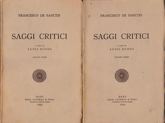 Saggi critici vol. 1° e 3° - Francesco De Sanctis - copertina