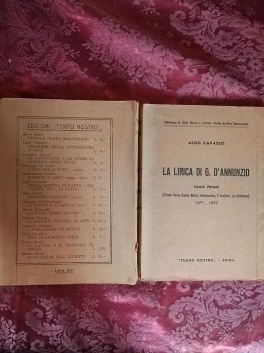 La lirica di Gabriele D'annunzio tomo primo - Aldo Capasso - copertina