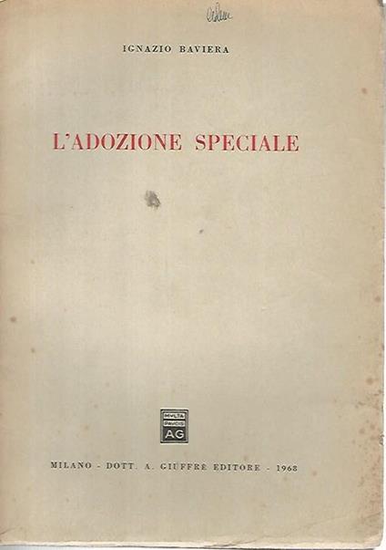 L' adozione speciale - Ignazio Baviera - copertina