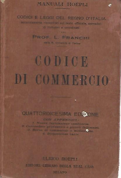 Codice di commercio - Luigi Franchi - copertina