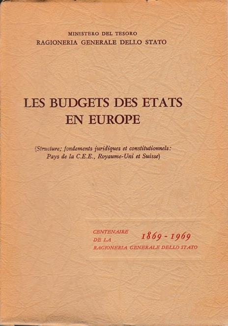 Les budgets des etats en Europe - Ragioneria Generale Dello Stato - copertina