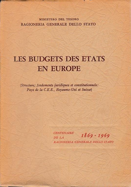 Les budgets des etats en Europe - Ragioneria Generale Dello Stato - copertina