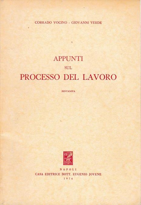 Appunti sul processo del lavoro ristampa - C. Vocino - copertina